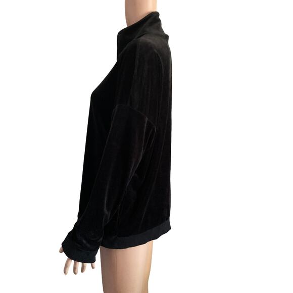 Cable & Gauge Jacket Womens Large Black Velor Full Zip - Picture 8 of 9